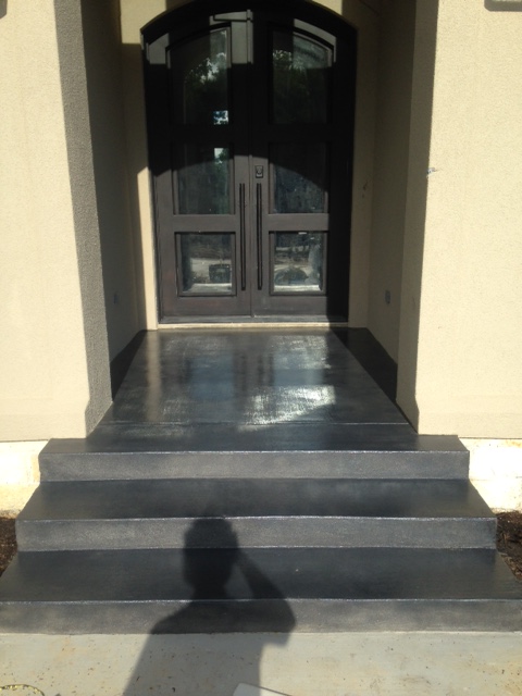grey stained entryway